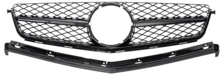Front Kühlergrille Für Benz C Klasse W204 C63 Für AMG 2008 2009 2010 2011 Tuning Grills Front Stoßstange Kühlergrill Haube Grill Auto Kühlergrill(Schwarz)