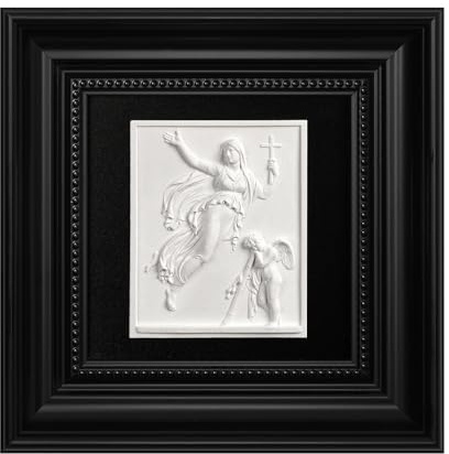 FOLKOR LIFE Gerahmte Schwarz-Weiß-Wandkunst-Skulptur | Gerahmte Gipsrelief-Skulptur zum Aufhängen, für moderne klassische Dekoration für Wohnzimmer, Flur, Büro, neues Zuhause