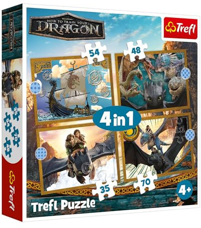 4 in 1 Puzzle 35, 48, 54, 70 Teile Dragons: Premium 4-in-1