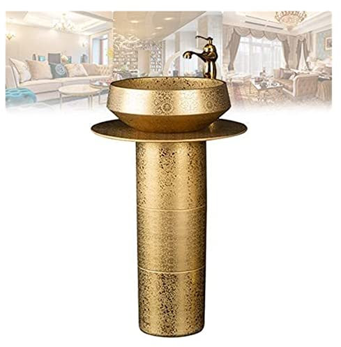 Lavabo autoportant pour salle de bain – Design élégant en argile kaolin avec piédestal complet pour salle de bain moderne d'hôtel et de maison