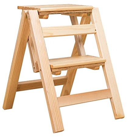 Sgabello da arrampicata per interni, scala pieghevole in legno a 2 gradini per uso domestico, sgabello portatile di sicurezza per un facile accesso e decorazione