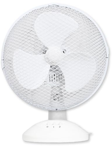 Excel 9” Table DeskFan with 2 Speed Settings – Compact QuietFan with Adjustable Tilt Head for Personal Cooling – White PortableFan for Home, Office, or Dorm