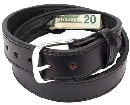 Ceinture Porte-Monnaie en Cuir,Poche Secrète Zippée Anti-Vol Voyage - pour Transport Argent Bijoux Adulte en Déplacement