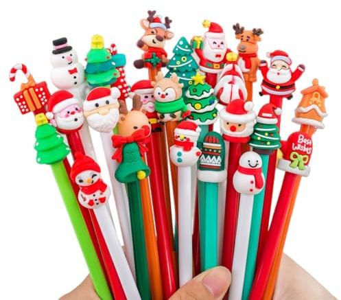 10/20 Stück Weihnachtsstifte 2025, Lustige Squishy Kugelschreiber mit Cartoon-Motiven, Mitgebsel Weihnachten Kinder, Gastgeschenke, Adventskalender Füllung, Partygeschenke (Weihnachtsstifte 20 Stück)