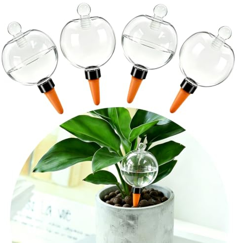 MENGBEI Lot de 4 Boules D'Irrigation pour Plant, Distributeur Eau Plante, Arrosage Automatique Plante Intérieur, pour Jardins, Maisons, Espaces Intérieurs et Extérieurs