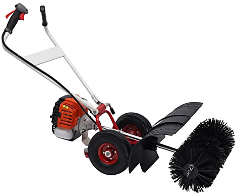 LENDISIY Kehrmaschine Benzin 52CC 2-Takt Motorbesen Kehrbesen Benzin Motor Besen Schneeräumer mit Schutzbrille & 1L Kraftstofftank, 52cm Bürstenbreite zur Reinigung von künstlichen Grasflächen Straßen