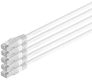 Kabelbude.eu Patchkabel Netzwerkkabel Ethernet LAN Kabel Cat 6 S/FTP PIMF Halogenfrei 250 MHz Weiß 1m 5er Pack