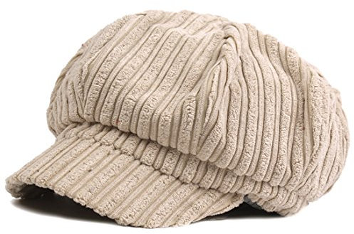 Kuyou Schirmmütze Warme Barett Mütze mit Schild Damen Winter Kappe Hut (Beige)