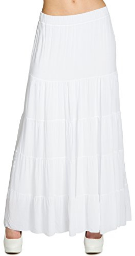 Caspar RO020 Langer eleganter Damen Maxi Sommer Rock Faltenrock