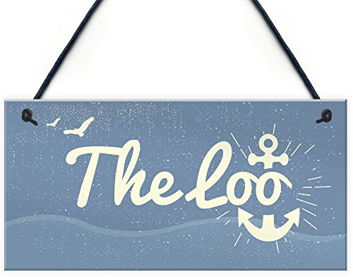 Red Ocean The Loo Bathroom Signs Seaside Plaques Nautical Gift Shabby Chic Vintage Home Decor