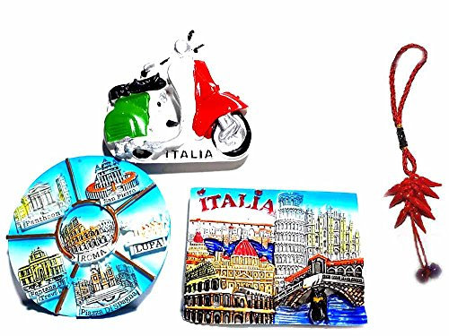 Erhalten Sie 3 Magnete in Italien, Höhe 8 cm, aus Kunstharz, Magnete, für Bar, Zuhause, Restaurants, Geschäfte, Souvenir, Milano, Roma, Pisa, Venedig, Neapel, erhalten Sie einen Schlüsselanhänger als