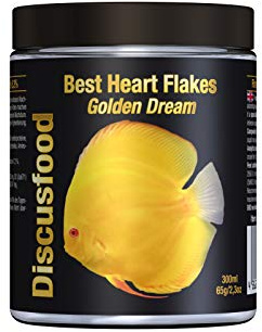 Best Heart Flakes Golden Dream Premium Fischfutter, Flockenfutter, Rinderprotein als Flocke, mit Vitaminen und Mineralien,alle Zierfisch, speziell auch für Diskus oder Welse, unterstützt gelbe Farben