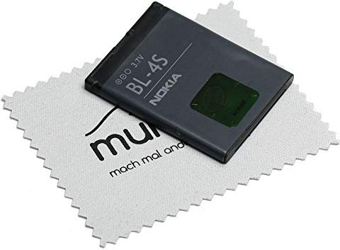 Akku für Nokia Original BL-4S für Nokia 2680, 3600, 3710, 7020, 7100, 7610, X3-02 mit mungoo Displayputztuch