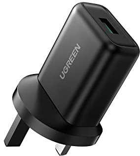 UGREEN USB Charger QC 3.0 Quick Charge Plug 18W Fast Wall Brick Adapter Compatible with Galaxy S24/S23/S22/S21/S20/S10/Note 20/10, Mi 11, Redmi Note 10 Pro, Pixel 8/7/6, iPhone 16, iPad, etc