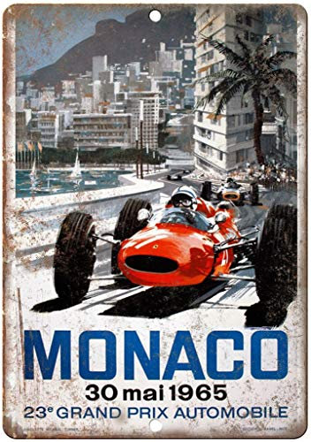 Shunry Monaco Grand Prix Automobile Vintage Plaque Affiche Étain Métal Mur Signe Rétro Décoration pour Bar Café Garage Gaz Station Accueil Club