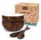 Jungle Culture® Paquete de 2 Tazones de Coco con Cucharas | Pajita de Bambú, Bolsa y Cepillo de Limpieza | Laca Blanca, Ecológica y Sostenible | Cuencos de Coco | Ecológico y Hecho a Mano en Vietnam