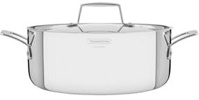 TRAMONTINA - Cacerola Grano, de Acero Inoxidable y Terminación Brillante, con Cuerpo Triple y Tapa, 24 cm y 4,7 L