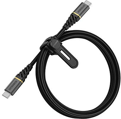 OtterBox Premium Reinforced Braided USB-C to USB-C Cable, Fast Charging Cable for Smartphone and Tablet, Ultra-Rugged, Bend and Flex Tested, 1M, Black