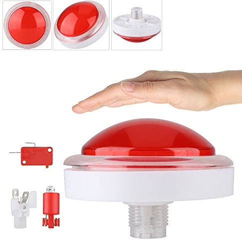 Botones pulsadores iluminados con LED de 100 mm, Interruptor de botón pulsador de Reproductor de Videojuegos Redondo Grande, para Juegos operados por máquinas de Monedas de (Rojo)