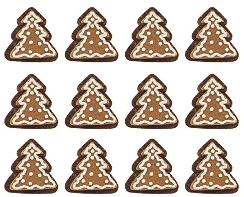 MIJOMA 12-teiliges Set Geschenkaufkleber Weihnachten Lebkuchen Sticker Aufkleber aus Filz Weihnachtsdeko Geschenke-Verzierung (Lebkuchen-Baum)