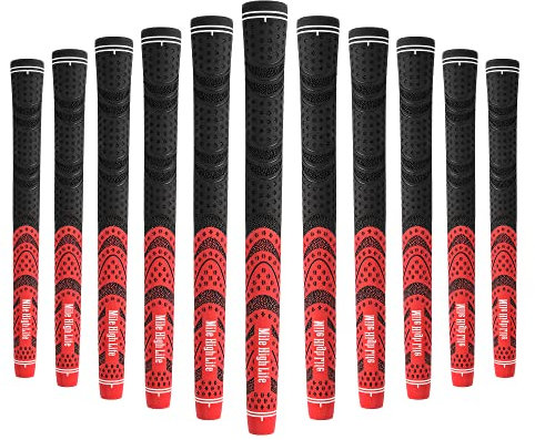 Mile High Life Avid Golfschlägergriffe, 3, 13-teiliges Set, Golfgriffe, Multi-Compound-Gummi-Golfgriff, Standard-Mittelgröße, Jumbo, Rot, 13 Packungen, Standard)