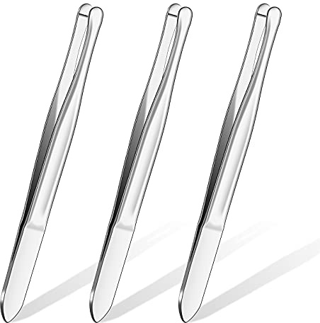 Honoson 3 Pieces Stainless Steel Round Tip Blunt Tip Tweezers Eyebrow Hair Removal Tweezers for Women Makeup Cosmetic Tool Blunt Tips Tool