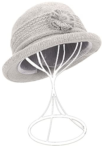 ZffXH Winter Herbst Wolle Stricken modische Cloche Hut 1920 Vintage Filz Beanie Cap Kirche Eimer Kleid für Frauen Damen Senioren
