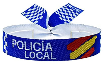 BDM Pulseras policía Local y Municipal. Pulsera de Tela Ajustable para Hombre de policía con la Bandera Nacional de España. Regalos policía.