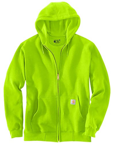 Carhartt Bright Lime, Felpa con Cappuccio K122, Peso Medio con Cerniera Anteriore, 4XL, Verde Lime Brillante, 4XL Grande Alto