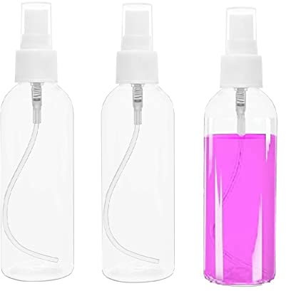Spray Bottles 150 ML ( 3PCS ) Clear Empty Refillable Plastic Bottles with Lids Fine Mist Plastic Mini Travel Bottle Perfect for Cosmetic, Perfume, Cleaning Liquid, Essential Oil