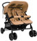 vidaXL Geschwisterwagen Klappbares Design Zwillingswagen Kinderwagen Baby Kinder Buggy Zwillingsbuggy Kinderbuggy Reisebuggy Taupe Stahl
