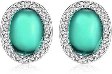 Banemi Frauen Ohrringe, Dezente Ohrringe Ovaler Stein mit Cubic Zirkonia Friktion Back Ohrstecker Partyschmuck