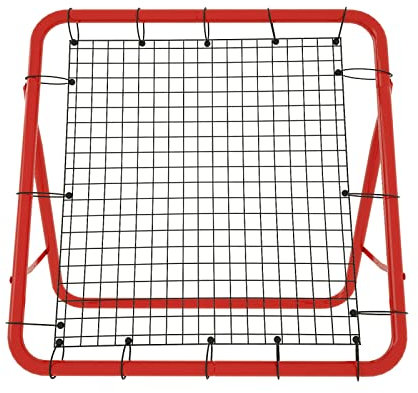 XMTECH Fußball Rebounder Kickback Tor Rückprallwand Netz für ür Übungen, Fußballschuss, Baseball, Basketball Verstellbar,Rot 100 x 100 x 65 cm