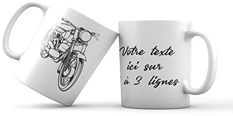 Mygoodprice MUG en céramique au motif Moto vintage avec texte personnalisable