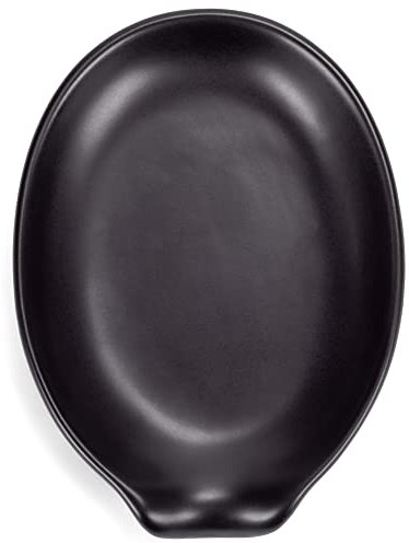 Nat & Jules Matte Black 6 x 4 inch Ceramic Oval Countertop Spoon Rest - Versatile & Ideal for Everyday use from your Stove Top, Kitchen Counter, and Coffee or Cooking Stations, Matte Black