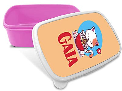 Portapranzo per Bambina Idea Regalo Personalizzato con Nome tema Gattino contenitore per pranzo bambina ragazza Scuola Asilo Elementari Medie Compleanno Natale LunchBox porta merenda design colorato