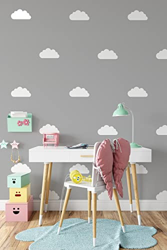 QuoteMyWall 60 Mini Wolken Kinderzimmer Wandaufkleber/Kinder Wandaufkleber Abnehmbare Wandkunst Home Decor Tapete Wandbild Weiß Wandaufkleber für Kinderzimmer Baby