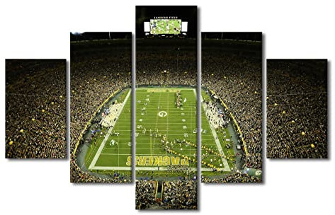 Große Wandkunst für Wohnzimmer Lambeau Feld Leinwand Kunst Wanddekoration American Football Team Modern Office Wandkunst Sport Stadion Gemälde für Schlafzimmer Gerahmte Kunst fertig zum Aufhängen für