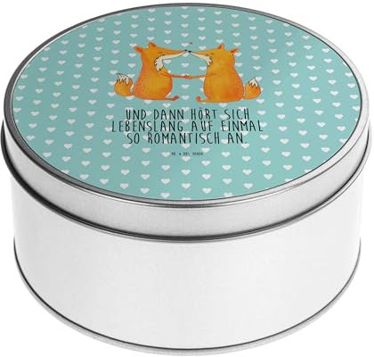 Mr. & Mrs. Panda Blechdose rund Füchse Liebe - Geschenk, Aufbewahrungskiste, Ehemann, Ehefrau, Freund, Ehe, Aufbewahrungsbox, Partner, Metallboxen,