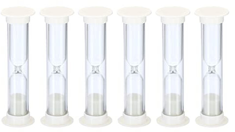 PATIKIL 1 Minuto Arena Temporizador, 6uds Pequeño Reloj con Plástico Cubierta, Cuenta Regresiva Cristal para Juegos, Cocina, Fiesta Recuerdos Bricolaje Decoración, Blanco