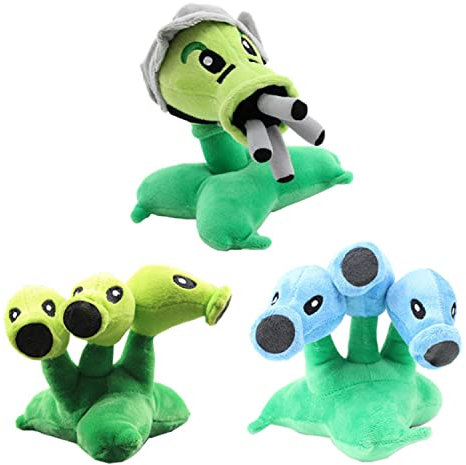 Laruokivi 3 piezas Gatling Peashooter & Snow Threepeater & Green Threepeater Juguetes de peluche Set Plantas Fruta Suave Peluche Muñeca Regalo