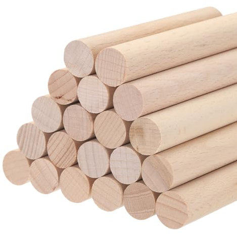 MECCANIXITY Holzdübelstangen Holzstäbchen, 10,2 x 1,5 cm runde Holzdübel Stange für DIY, Kunstdekoration, Bastelstab, handgefertigte kleine Hausstäbe, 20 Stück