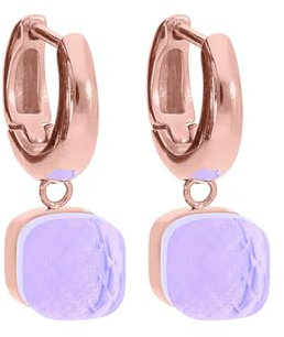Qudo Firenze Creolen rosegold rose Edelstahl beschichtet (violett opal)