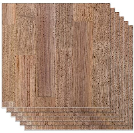 Risegun Legno artigianale non trattato, compensato di assi artigianali, 6 pezzi di compensato impiombato in noce da 30 cm x 30 cm x 3 mm, adatto per l'incisione e il taglio laser