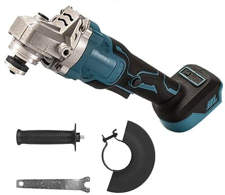 Akku-Winkelschleifer, Winkelschleifer für Makita 18v, Trennschleifer Scheibe 125mm Schleifen mit Schutzhaube, Zusatzhandgriff, Schnellspannmutter, zum Schleifen, Schneiden, Farbe, Mörtel (Blau 100mm)