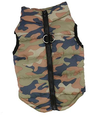 FRCOLOR Mit Baumwolle Gepolsterte Weste Für Hunde Welpenjacke Camo Bequemer Reißverschluss M Hundebekleidung