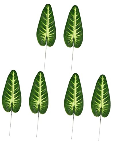 ABOOFAN Jungle Dekoration, 6 Stück, Grünpflanze, künstliche Pflanze, Blätter, Ornamente, dekorative Blume, Dekoration für Küche