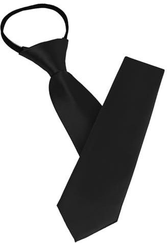 AUYAO Herren Krawatten, Einfarbiger Klassische Vorgebundenen Knoten Krawatte 8cm, Verstellbarer Krawatten für Herren mit Reißverschluss für Heiraten Oder Festliche Veranstaltunge(Schwarz-Polyester)
