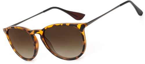 HENGOSEN Polarised Round Sunglasses Womens: Retro Ladies Sunglasses Round Sun Glasses UV400 Protection for Travelling Driving