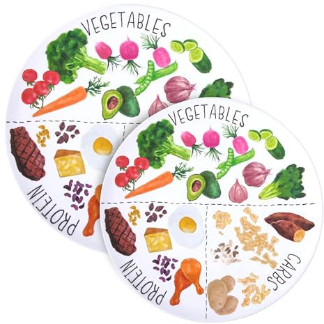 Viynran 9 & 10 Portion Control Plate - Healthy Nutrition Plate for Adults and Teens, Melamine, Ideal for Weight Loss and Diabetes Management (2 Pack)